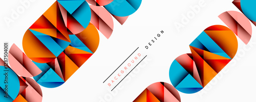 Abstract geometric pattern with intersecting circles and triangles in gradients. The high-contrast composition creates depth and a dynamic, modern aesthetic