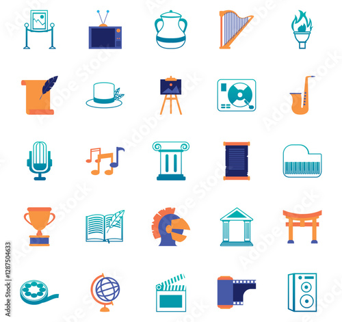 Set of vector culture icons with white background