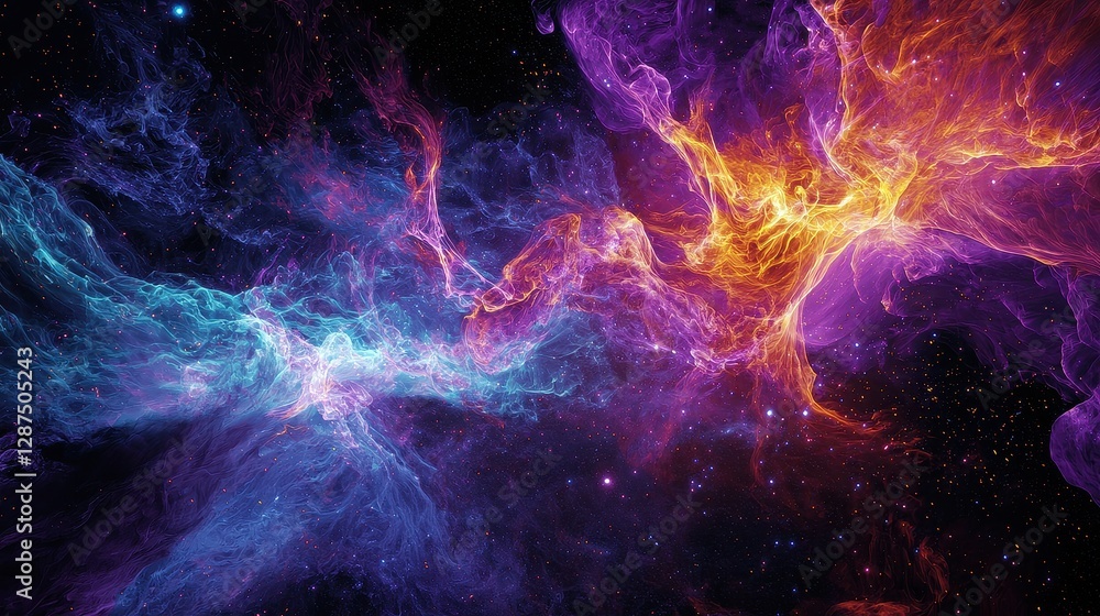 Fototapeta premium A futuristic AI sculpts nebula patterns into intricate intergalactic highways of luminous plasma