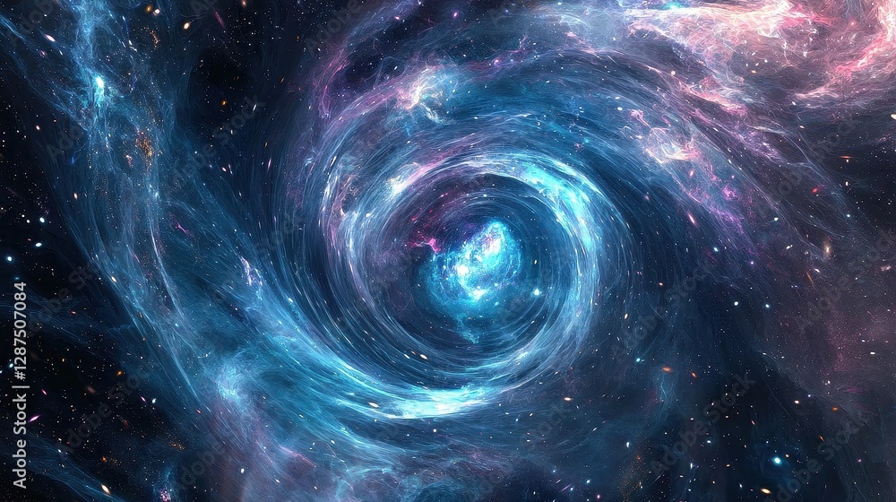 A hyper-realistic nebula vortex swirls endlessly, pulling cosmic dust into mesmerizing patterns A hyper-realistic nebula vortex swirls endlessly, pulling cosmic dust into mesmerizing patterns