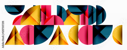 Minimal geometric abstract background. Circle square and triangle design