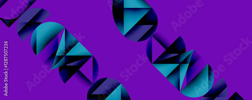 Abstract geometric pattern with intersecting circles and triangles in gradients. The high-contrast composition creates depth and a dynamic, modern aesthetic