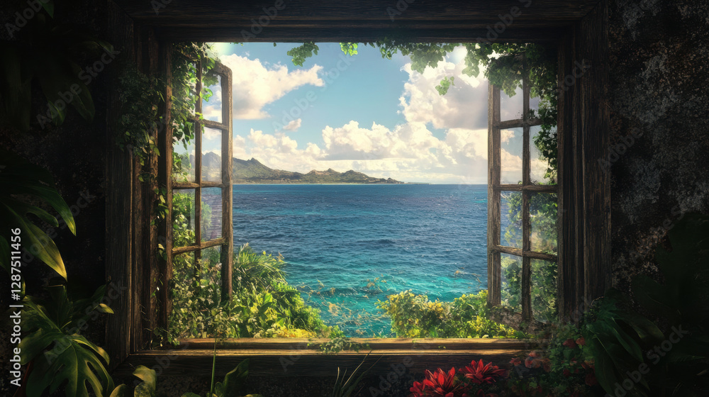 Oceanfront view windows view beach scenery seaside tropical nature landscape scene wallpaper background Oceanfront view windows view beach scenery seaside tropical nature landscape scene wallpaper background