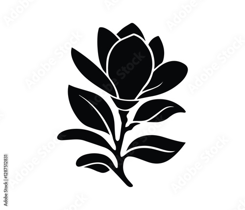 Elegant Black and White Magnolia Silhouette