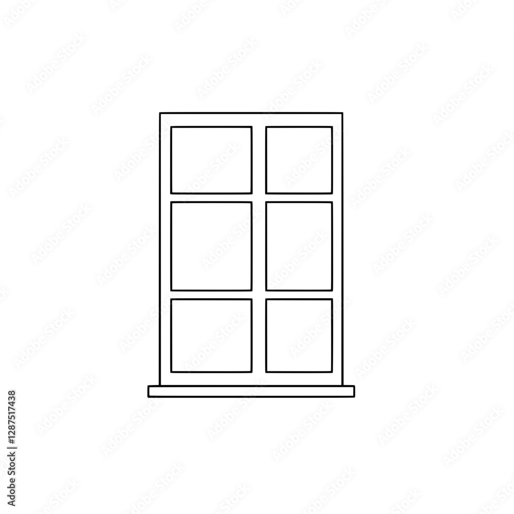 A Minimalist Window Outline: A simple and clean line drawing of a window, perfect for architectural or design-themed projects. Its geometric structure and the play of light and shadow. A Minimalist Window Outline: A simple and clean line drawing of a window, perfect for architectural or design-themed projects. Its geometric structure and the play of light and shadow.