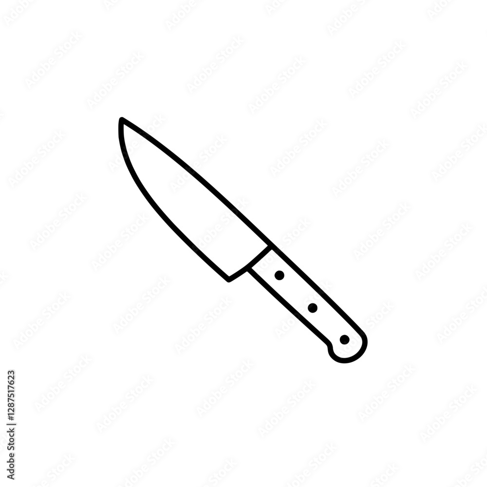 Knife Icon: A sleek and minimalist outline of a kitchen knife, perfect for culinary-themed designs and applications. Knife Icon: A sleek and minimalist outline of a kitchen knife, perfect for culinary-themed designs and applications.