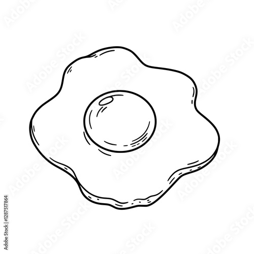 Egg Sketch: A simple, inviting line drawing of a fried egg, perfect for representing breakfast, food, and culinary themes.