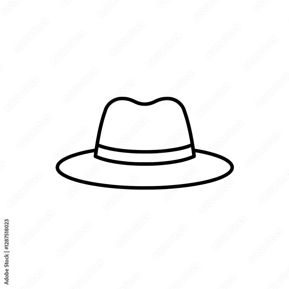 Classic Fedora Line Art: A simple and elegant line drawing of a classic fedora hat, conveying a sense of vintage style and sophistication, perfect for adding a touch of timeless flair. Classic Fedora Line Art: A simple and elegant line drawing of a classic fedora hat, conveying a sense of vintage style and sophistication, perfect for adding a touch of timeless flair.