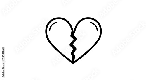 A Fractured Heart: A stark monochrome representation of a broken heart, the symbol of emotional distress and loss.