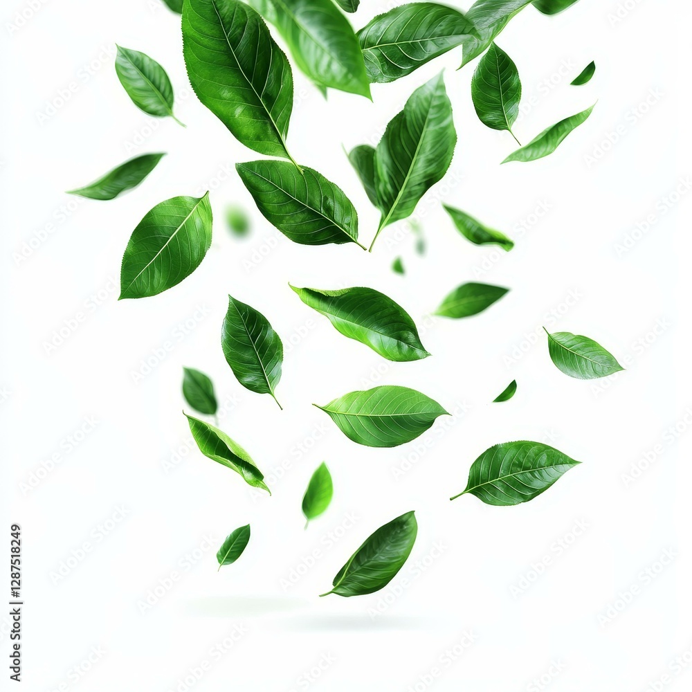 Falling Green Leaves Abstract Background Falling Green Leaves Abstract Background
