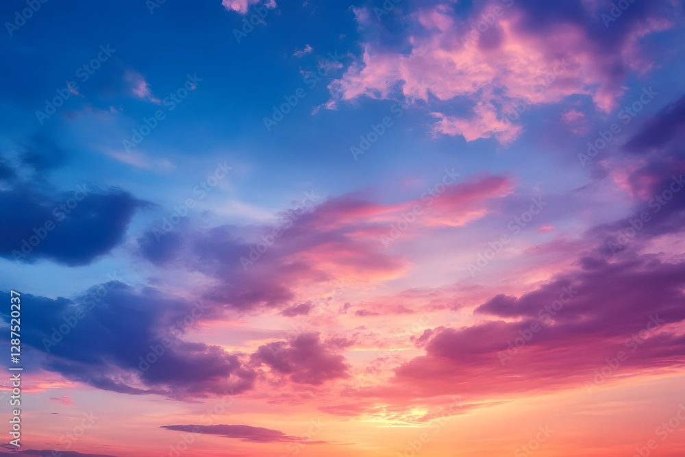 Obraz premium Vibrant Sunset Sky with Colorful Clouds