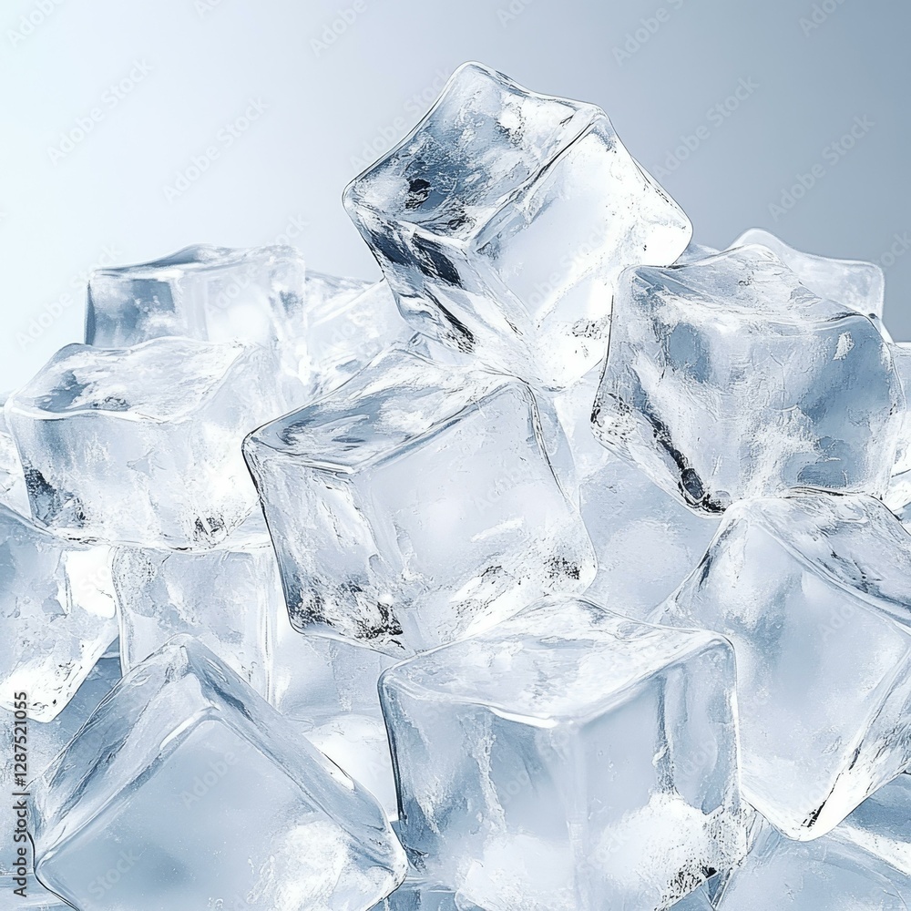 Obraz premium Close up of a pile of ice cubes