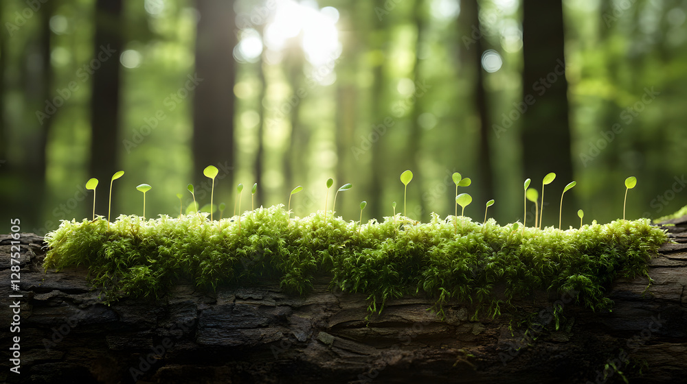 A log with green moss growing on it A log with green moss growing on it