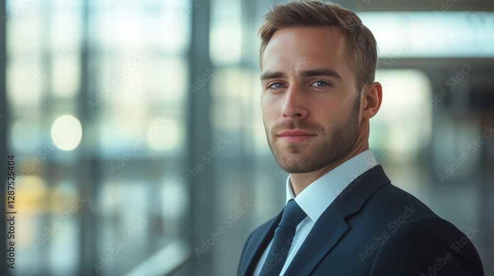 Young businessman exudes confidence in formal attire, embodying professionalism and ambition. Young businessman exudes confidence in formal attire, embodying professionalism and ambition.