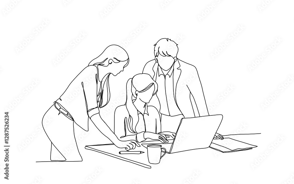 continuous single line drawing of person studying at table with laptop and books
continuous single line drawing of person studying at table with laptop and books