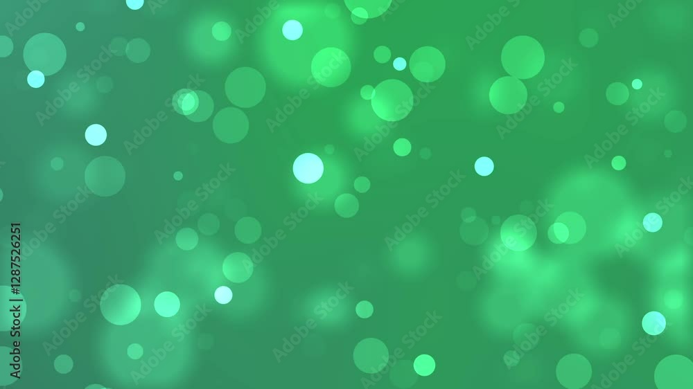 Abstract Green Bokeh Background with Light Blue Highlights and Soft Bubbles