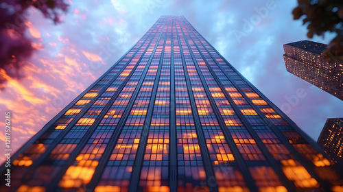 Wallpaper Mural Modern Skyscraper at Sunset Torontodigital.ca