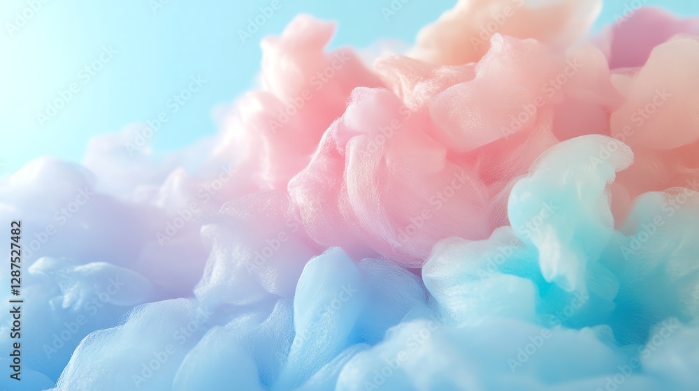 Fototapeta premium A soft, dreamy cloud of pastel pink and blue hues, creating a serene and whimsical atmosphere.