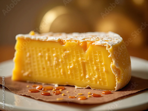 Exquisite Assorted Cheese Textures - Creamy Brie, Semi-Hard Swiss, Aged Cheddar, and Marbled Blue Cheese on a Rustic Board with Cinematic Lighting and Ultra-Realistic Gourmet Food Photography