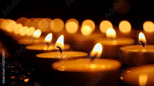 Many candles flame at night