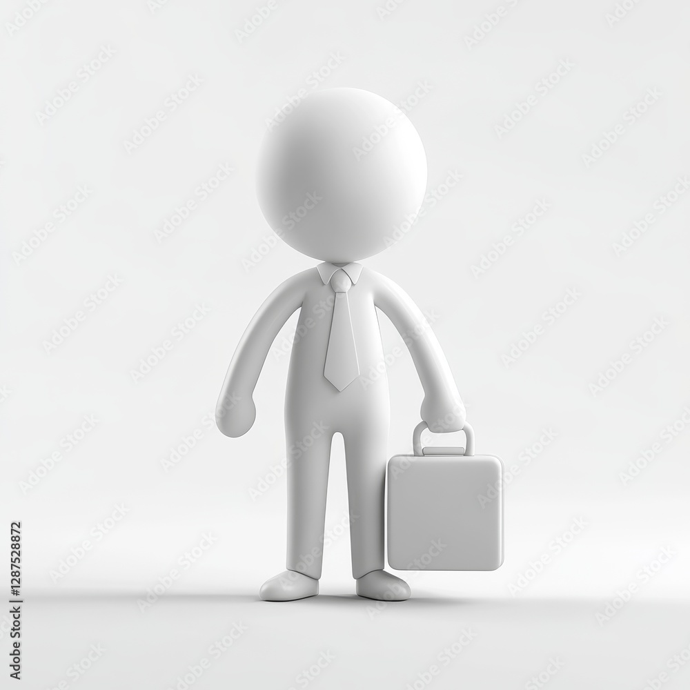 3D Business Person with Briefcase, White Background 3D Business Person with Briefcase, White Background