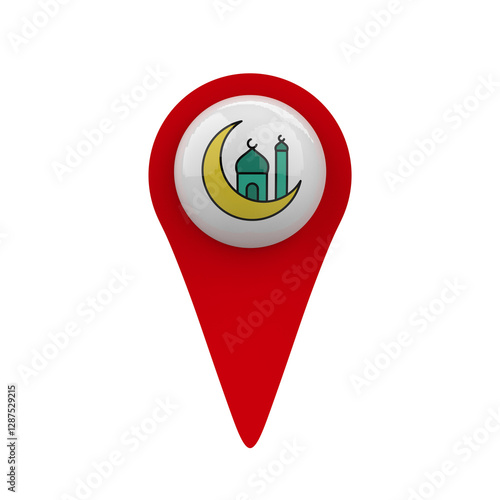Free Download Mosque icon on glossy button, 3d render in transparent - GFXLoad