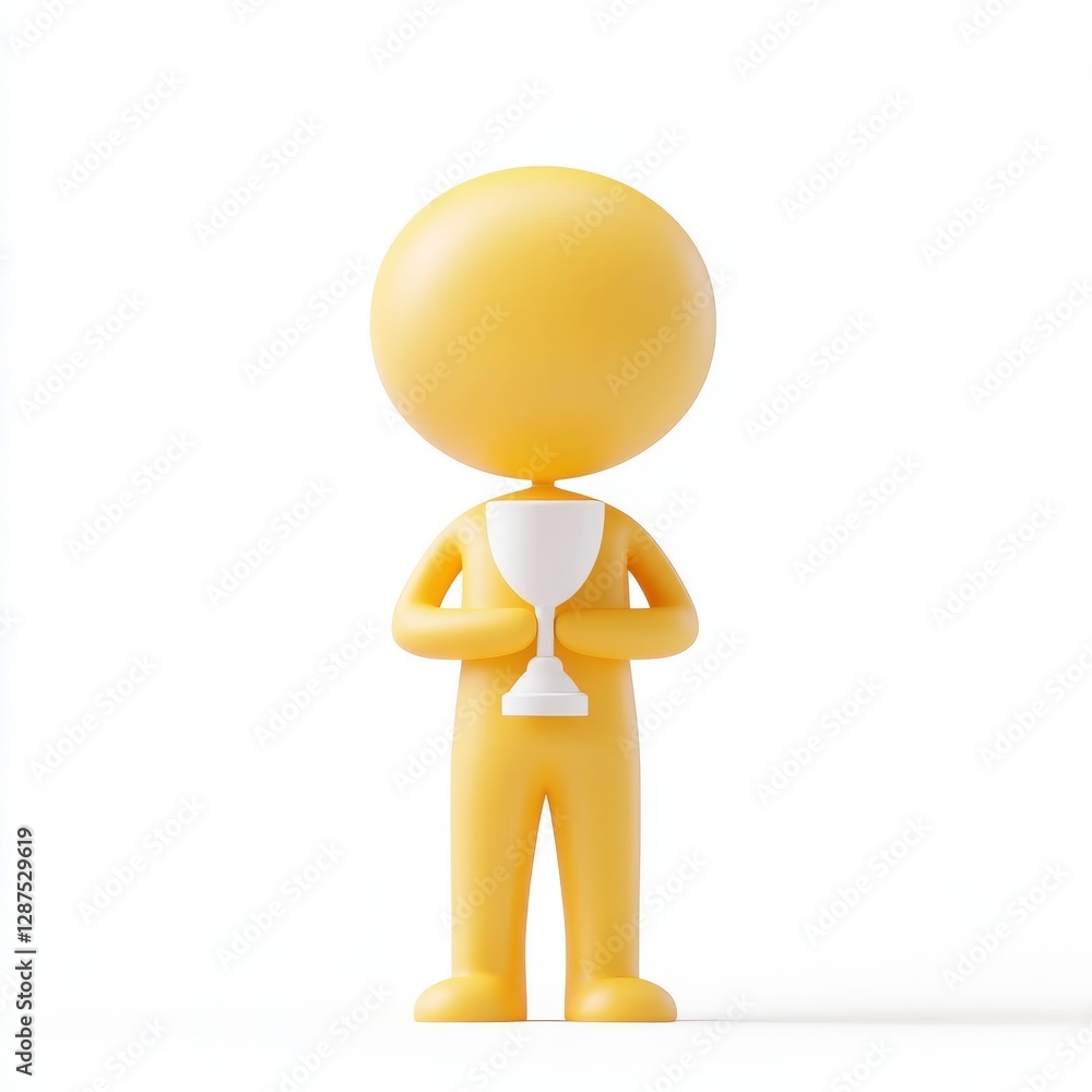 3D figure holding a cup, isolated white background 3D figure holding a cup, isolated white background
