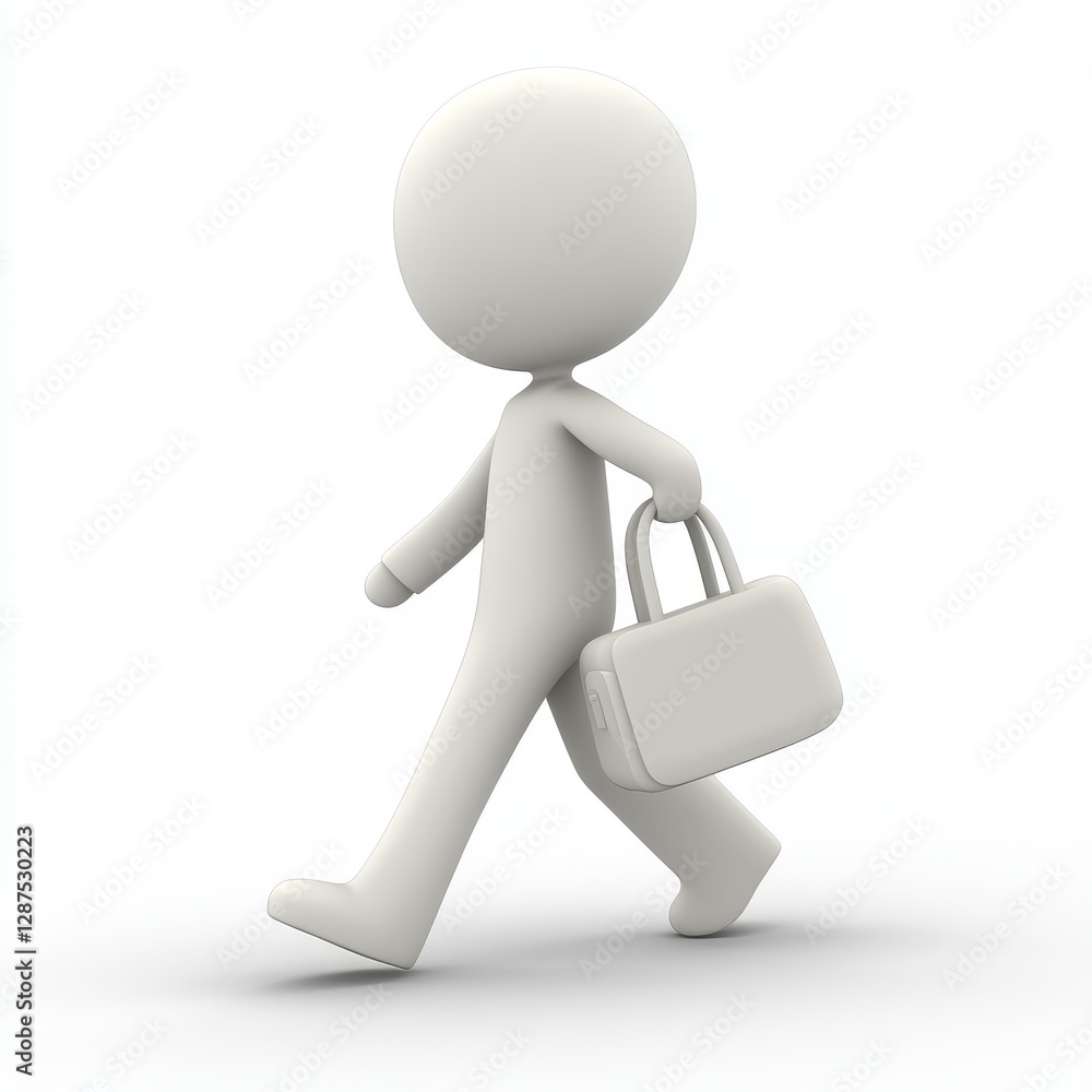 3D Person Walking with Bag - Business Trip 3D Person Walking with Bag - Business Trip