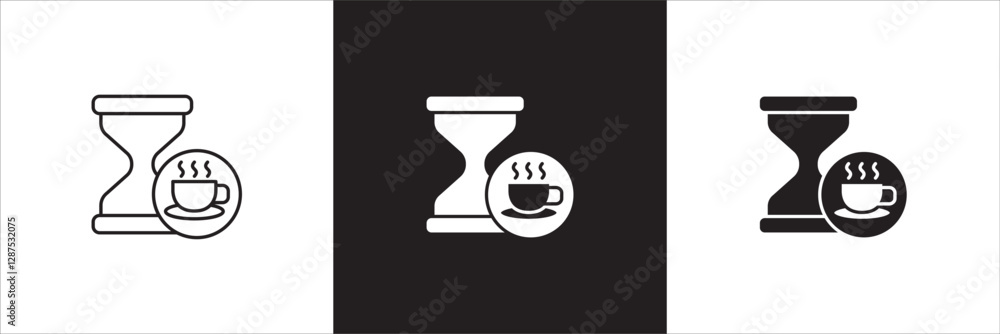 Coffee break icon set. Coffee cup icon collection. Icon set contain symbol of coffee time, rest hours, lunchtime, eat, cafe, watch, addict, hourglass, routine. Vector stock illustration. Coffee break icon set. Coffee cup icon collection. Icon set contain symbol of coffee time, rest hours, lunchtime, eat, cafe, watch, addict, hourglass, routine. Vector stock illustration.