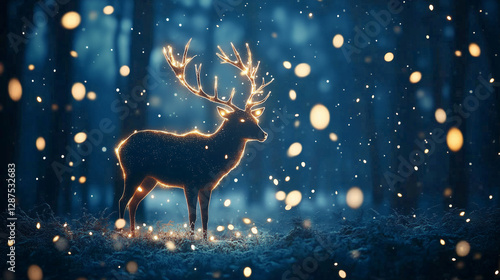 Glowing Deer in Snowy Fores...