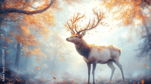 Majestic Deer in Autumnal F...