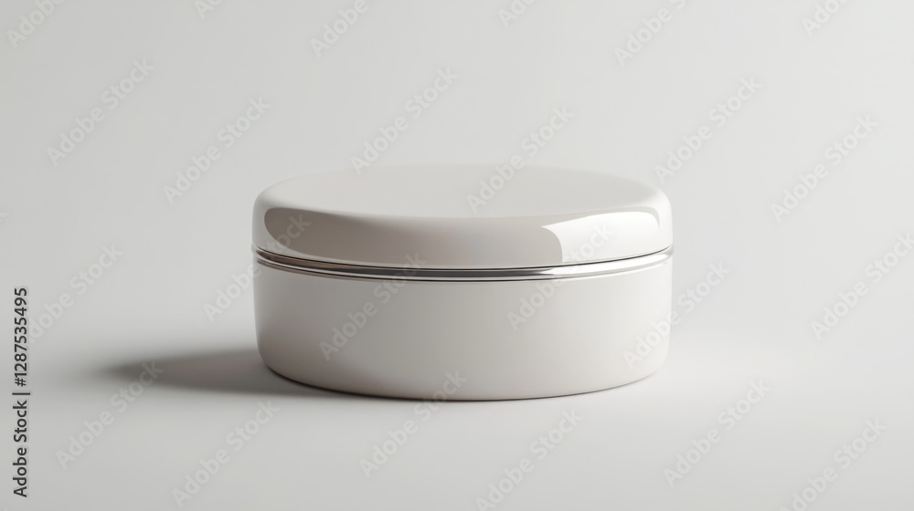 Sleek white cosmetic container showcasing modern design with minimalistic aesthetics Sleek white cosmetic container showcasing modern design with minimalistic aesthetics