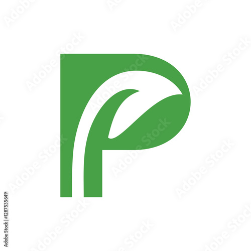 Letter P with Leaf Negative Space for Eco and Sustainable Brand Identity