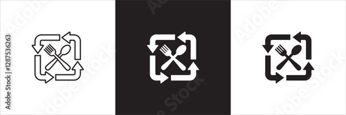 Lunch time icon set. Time break for lunch icon collection. Icon set contain symbol of restaurant, dinner, eat schedule, rest hours, lunchtime, eat, cafe, routine. Vector stock illustration.
