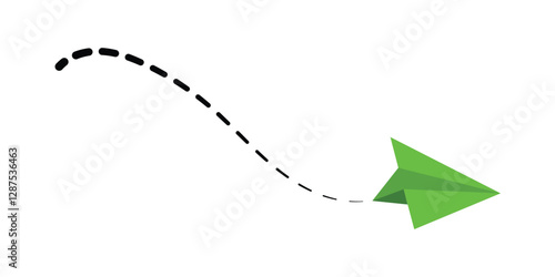 Paper airplane. Outline flying planes from different angles and direction with dotted track, travel or message symbols, linear vector set. Curved route with aircraft for mail delivery vector in eps10.