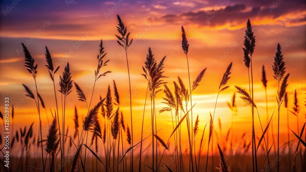 Silhouetted Tall Grasses at Sunset, a Serene and Captivating Natural Landscape Photography Silhouetted Tall Grasses at Sunset, a Serene and Captivating Natural Landscape Photography