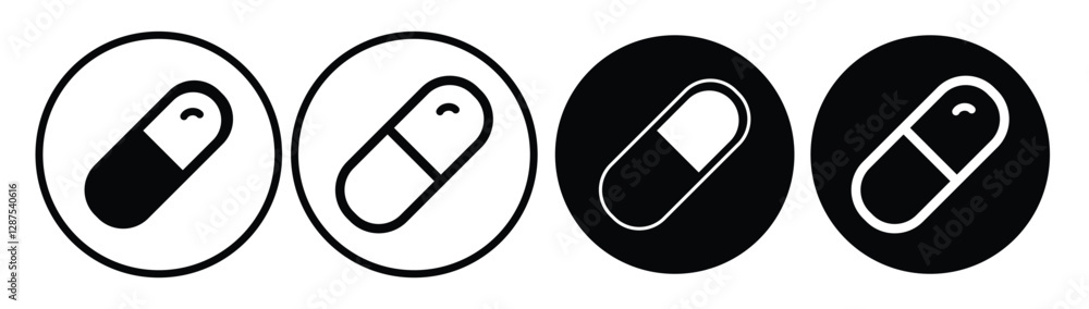 Medicine pills icon vector. Capsule icon set
Medicine pills icon vector. Capsule icon set