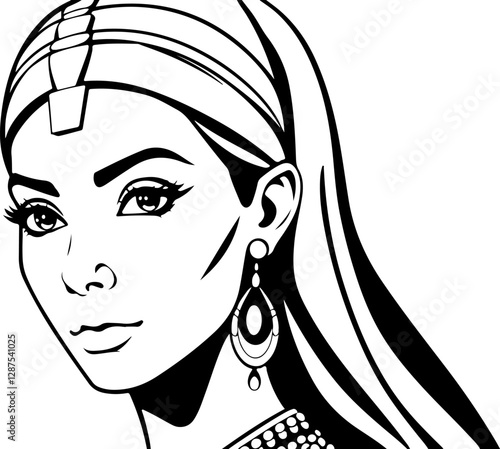 Illustration of stylized Cleopatra portrait	