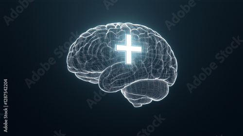 Brain with Symbol of Positi...