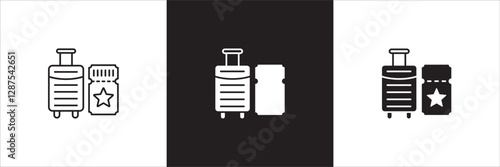 Beach picnic icon set. Holiday and vacation icon collection. Icon set contain symbol of day off, work, business, travel, job, beach, mountain, summer, umbrella, suitcase. Vector stock illustration.