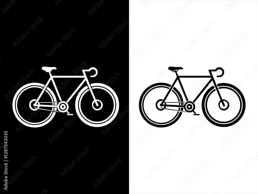 Fototapeta premium Two Simple Line Art Bicycle Icons in Black and White