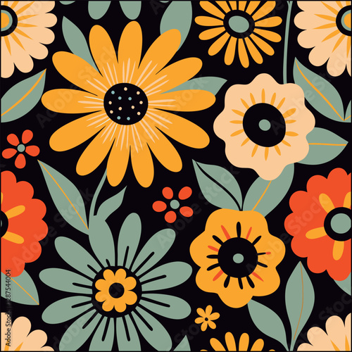Wallpaper Mural Pattern of seamless Flowers. Fashionable print for textiles, fabric,fashion print,wallpaper and packaging. Torontodigital.ca