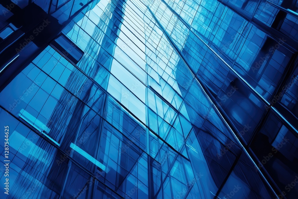 High Definition View of Detail of Glass Architectures in Blue Tone High Definition View of Detail of Glass Architectures in Blue Tone