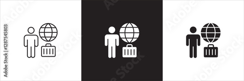 Office day off icon set. Holiday and vacation icon collection. Icon set contain symbol of work, business, travel, job, beach, mountain, summer, umbrella, suitcase. Vector stock illustration.