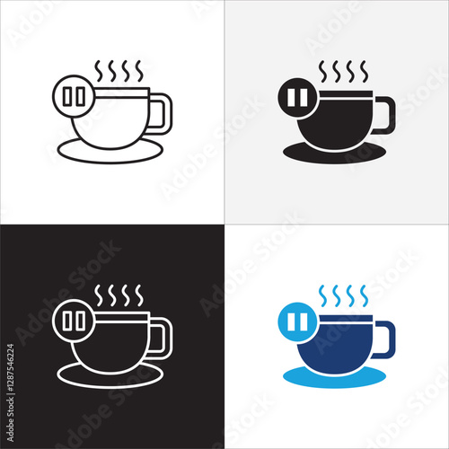 Coffee break icon set. Coffee cup icon collection. Icon set contain symbol of coffee time, rest hours, lunchtime, eat, cafe, watch, addict, hourglass, routine. Vector stock illustration.