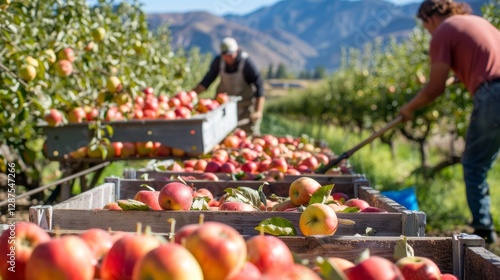 Harvesting in the apple orchard 