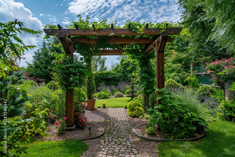 Clear Pixel Picture of the Garden is a Private Residence with a Garden and a Pergola Clear Pixel Picture of the Garden is a Private Residence with a Garden and a Pergola