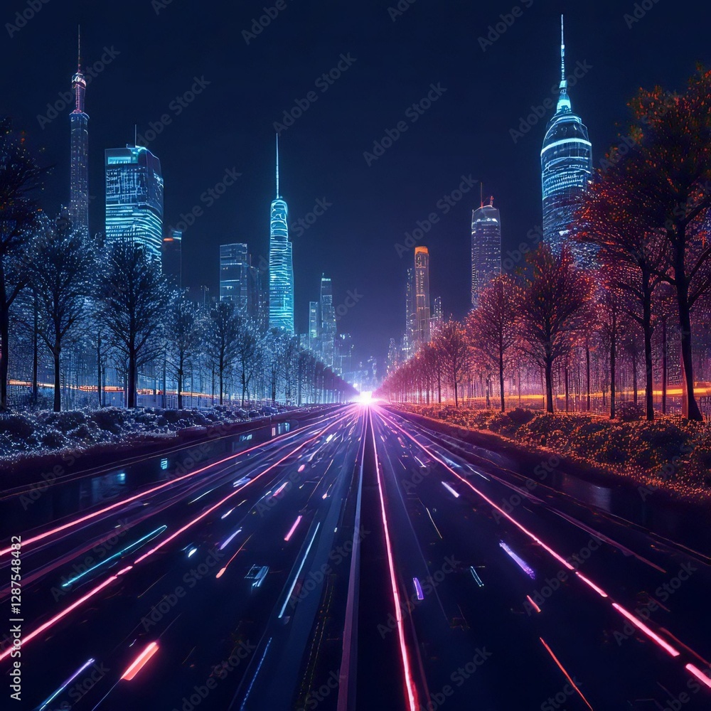 Fototapeta premium Neon Colorful Futuristic City