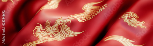 Crimson Fabric with Gold Pa...