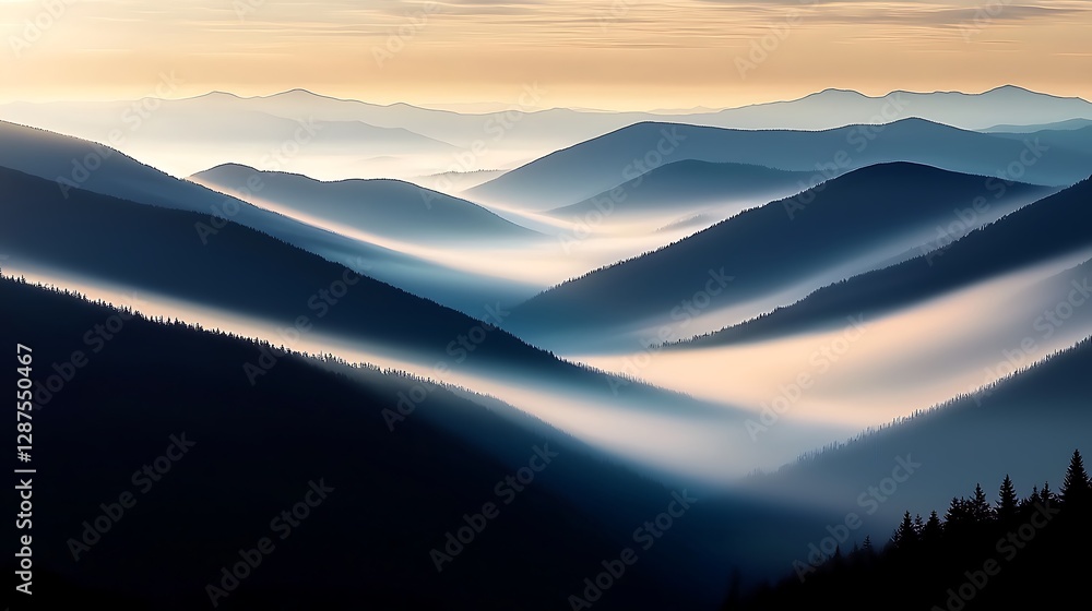 Obraz premium Misty Mountain Sunrise Panorama
